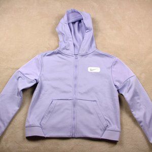 NIKE DRI-FIT HOODED ZIP FRONT JACKET KIDS GIRLS sz LG PURPLE VIOLET LAVENDER